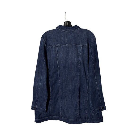 Chicos Deep Blue, Indigo Denim Button-Front Jacket With Pockets Chicos Size 4 - Picture 6 of 11